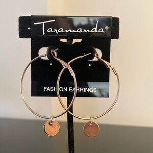 Taramanda Gold Hoop Earrings with Disc Charm